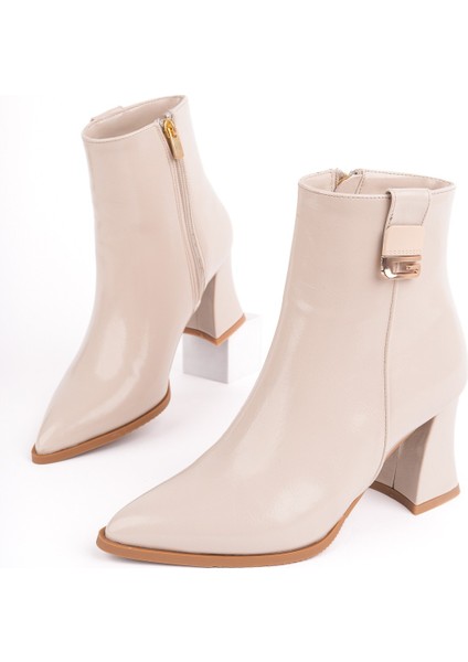 Luxera Sivri Burun Toka Detaylı Fermuarlı Kalın Topuklu Kadın Bot fiyatları