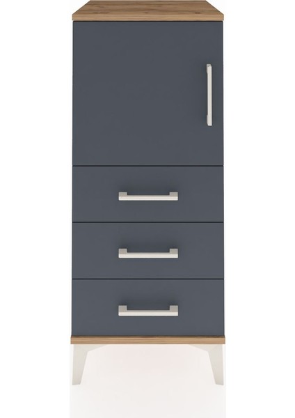 Hyperion Komodin 2 Raflı 3 Çekmeceli Tek Kapaklı 44X44X106 Çam-Antrasit