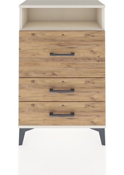 Arges Komodin Tek Raflı 3 Çekmeceli 60X30X96 Aytaşı-Çam