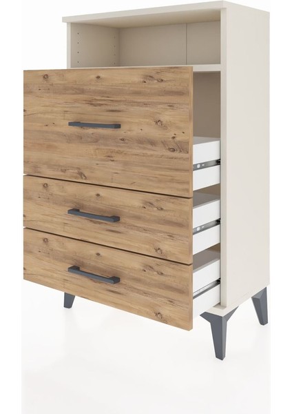 Arges Komodin Tek Raflı 3 Çekmeceli 60X30X96 Aytaşı-Çam fırsatları