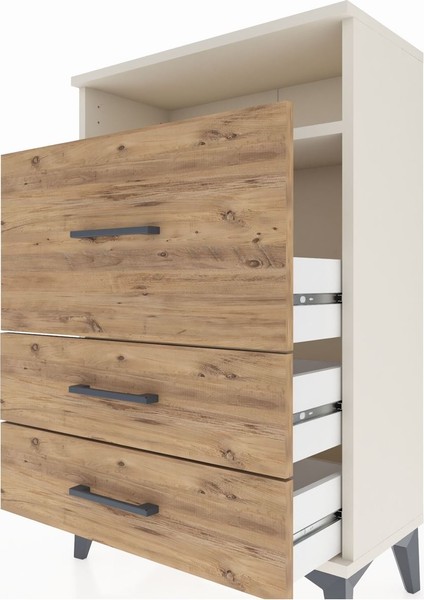 Arges Komodin Tek Raflı 3 Çekmeceli 60X30X96 Aytaşı-Çam indirimleri