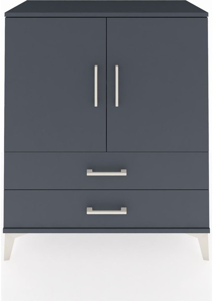Hyperion Şifonyer 2 Raflı 2 Çekmeceli 2 Kapaklı 88X44X106 Antrasit-Antrasit
