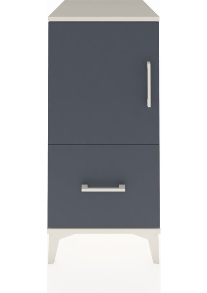 Kronos Komodin 2 Raflı Tek Çekmeceli Tek Kapaklı 44X59X96 Aytaşı-Antrasit