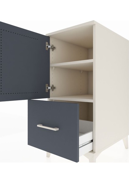 Kronos Komodin 2 Raflı Tek Çekmeceli Tek Kapaklı 44X59X96 Aytaşı-Antrasit indirimleri