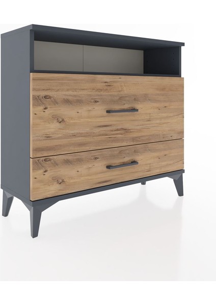 Arges Şifonyer Tek Raflı 2 Çekmeceli 88X30X80 Antrasit-Çam fiyatları