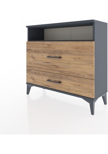 Arges Şifonyer Tek Raflı 2 Çekmeceli 88X30X80 Antrasit-Çam modelleri