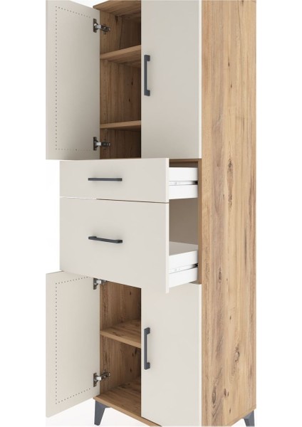 Hyperion Dolap 4 Raflı 2 Çekmeceli 4 Kapaklı 60X44X195 Çam-Aytaşı indirimleri