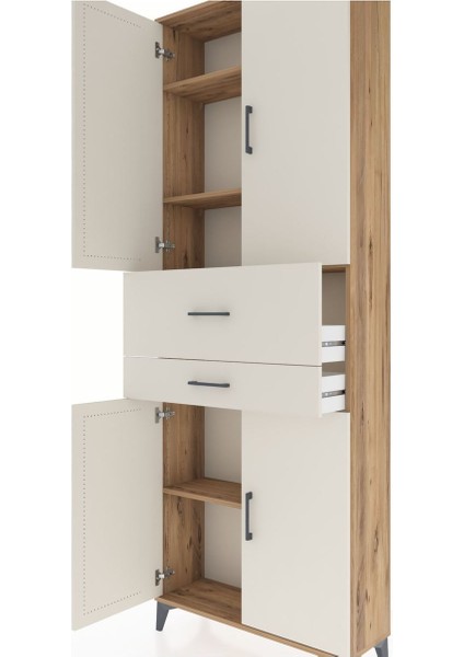 Arges Dolap 4 Raflı 2 Çekmeceli 4 Kapaklı 88X30X243 Çam-Aytaşı indirimleri