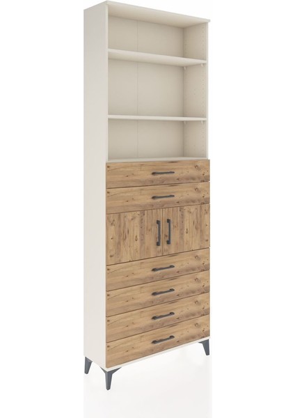 Arges Dolap 4 Raflı 6 Çekmeceli 2 Kapaklı 88X30X243 Aytaşı-Çam fiyatları