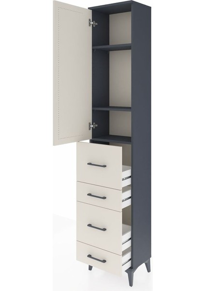 Arges Dolap 3 Raflı 4 Çekmeceli Tek Kapaklı 44X30X221 Antrasit-Aytaşı fırsatları