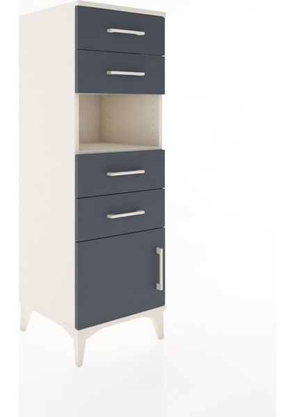 Hyperion Dolap Tek Raflı 4 Çekmeceli Tek Kapaklı 44X44X134 Aytaşı-Antrasit fiyatları