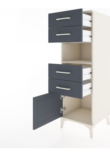 Hyperion Dolap Tek Raflı 4 Çekmeceli Tek Kapaklı 44X44X134 Aytaşı-Antrasit fırsatları