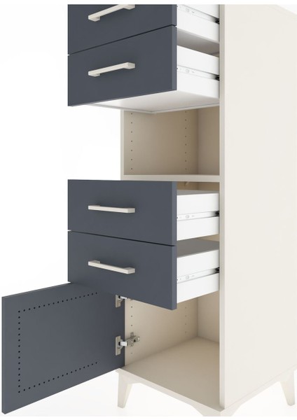 Hyperion Dolap Tek Raflı 4 Çekmeceli Tek Kapaklı 44X44X134 Aytaşı-Antrasit indirimleri