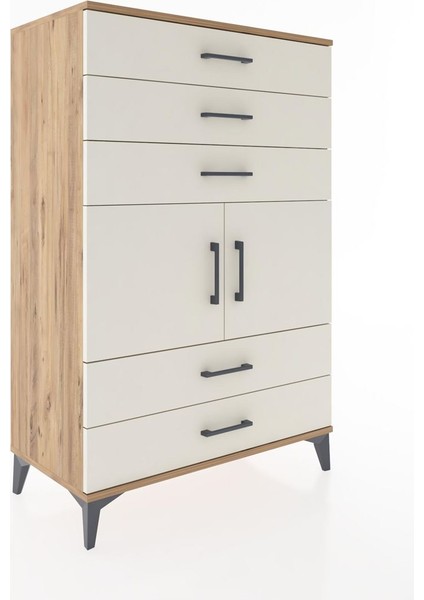 Hyperion Dolap Tek Raflı 5 Çekmeceli 2 Kapaklı 88X44X134 Çam-Aytaşı fiyatları