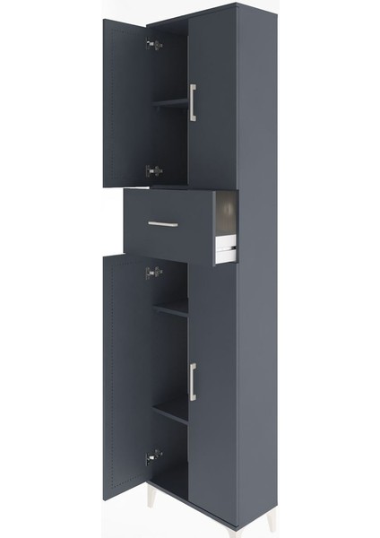 Arges Dolap 4 Raflı Tek Çekmeceli 4 Kapaklı 60X30X243 Antrasit-Antrasit fırsatları