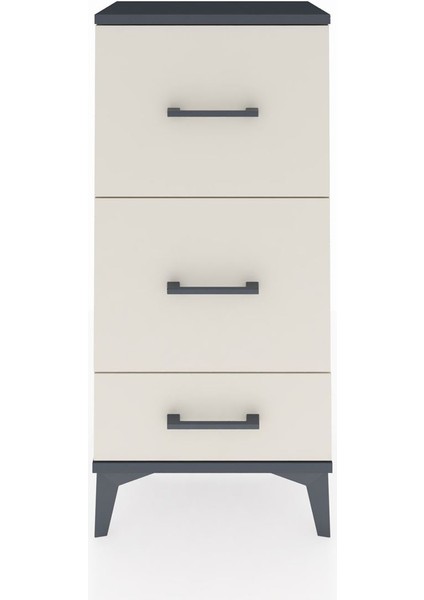 Arges Komodin 3 Çekmeceli 44X30X96 Antrasit-Aytaşı