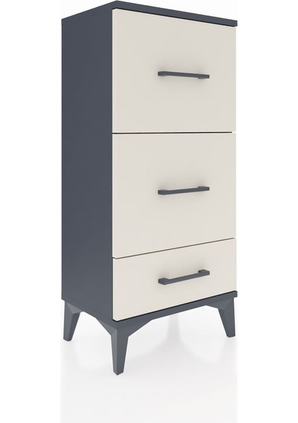 Arges Komodin 3 Çekmeceli 44X30X96 Antrasit-Aytaşı fiyatları