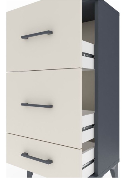 Arges Komodin 3 Çekmeceli 44X30X96 Antrasit-Aytaşı indirimleri