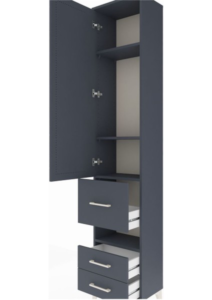 Arges Dolap 4 Raflı 3 Çekmeceli Tek Kapaklı 44X30X221 Antrasit-Antrasit indirimleri