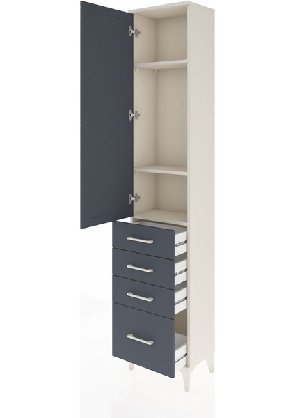 Arges Dolap 3 Raflı 4 Çekmeceli Tek Kapaklı 44X30X221 Aytaşı-Antrasit fırsatları