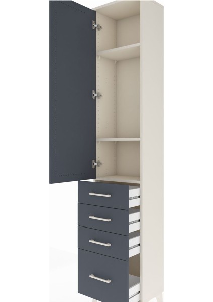 Arges Dolap 3 Raflı 4 Çekmeceli Tek Kapaklı 44X30X221 Aytaşı-Antrasit indirimleri