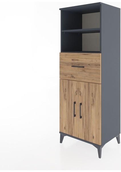 Hyperion Dolap 3 Raflı Tek Çekmeceli 2 Kapaklı 60X44X163 Antrasit-Çam modelleri