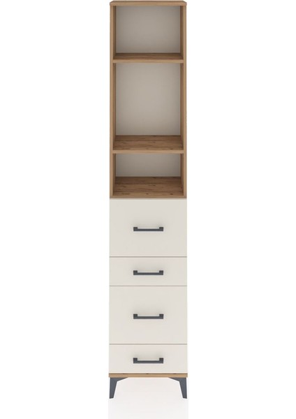 Arges Dolap 3 Raflı 4 Çekmeceli 44X30X221 Çam-Aytaşı