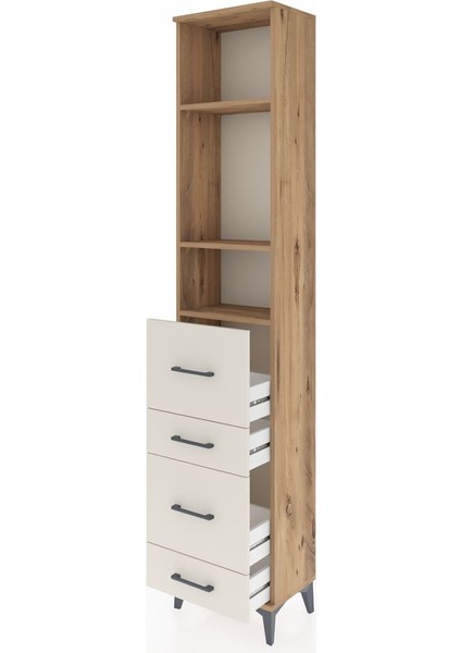 Arges Dolap 3 Raflı 4 Çekmeceli 44X30X221 Çam-Aytaşı fırsatları