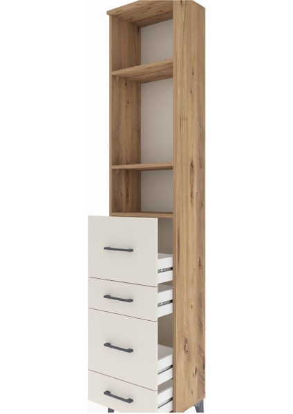 Arges Dolap 3 Raflı 4 Çekmeceli 44X30X221 Çam-Aytaşı indirimleri