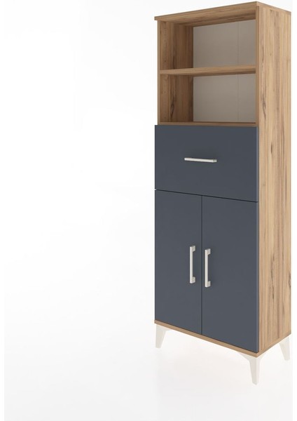 Arges Dolap 3 Raflı Tek Çekmeceli 2 Kapaklı 60X30X163 Çam-Antrasit modelleri