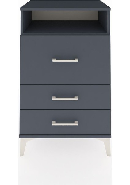 Hyperion Komodin Tek Raflı 3 Çekmeceli 60X44X96 Antrasit-Antrasit