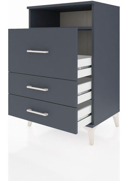 Hyperion Komodin Tek Raflı 3 Çekmeceli 60X44X96 Antrasit-Antrasit fırsatları