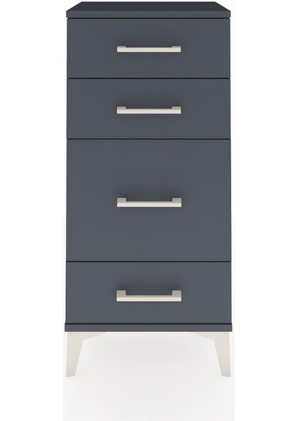 Arges Komodin 4 Çekmeceli 44X30X96 Antrasit-Antrasit