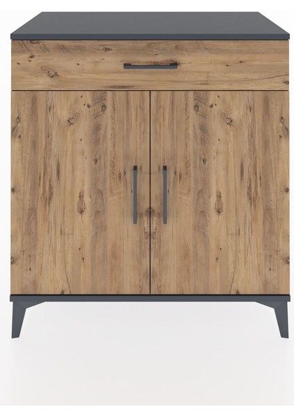 Hyperion Şifonyer Tek Raflı Tek Çekmeceli 2 Kapaklı 88X44X96 Antrasit-Çam