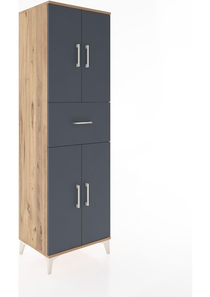Hyperion Dolap 3 Raflı Tek Çekmeceli 4 Kapaklı 60X44X195 Çam-Antrasit fiyatları