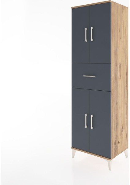 Hyperion Dolap 3 Raflı Tek Çekmeceli 4 Kapaklı 60X44X195 Çam-Antrasit modelleri