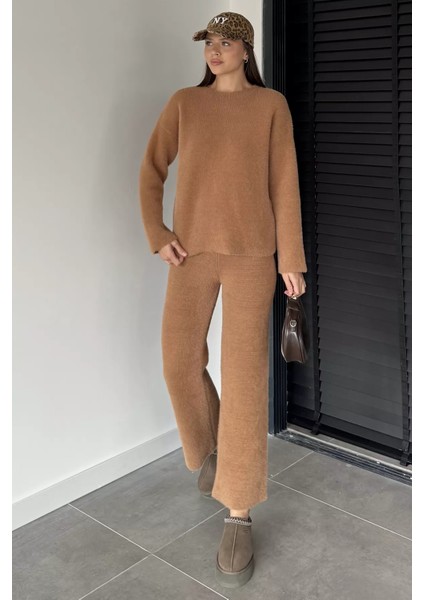 Kadın Sakallı Yumoş Iplik Kazak Pantolon Triko Ikili Takım P-00018856