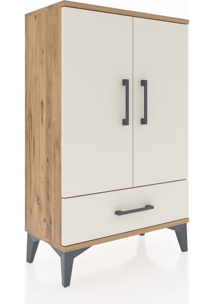 Arges Komodin 2 Raflı Tek Çekmeceli 2 Kapaklı 60X30X96 Çam-Aytaşı fiyatları