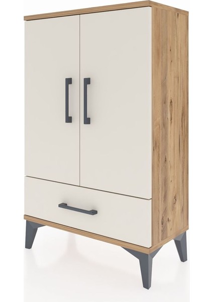 Arges Komodin 2 Raflı Tek Çekmeceli 2 Kapaklı 60X30X96 Çam-Aytaşı modelleri