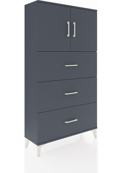 Arges Dolap 2 Raflı 3 Çekmeceli 2 Kapaklı 88X30X163 Antrasit-Antrasit fiyatları