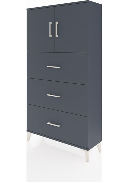 Arges Dolap 2 Raflı 3 Çekmeceli 2 Kapaklı 88X30X163 Antrasit-Antrasit modelleri