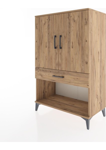 Hyperion Dolap 2 Raflı Tek Çekmeceli 2 Kapaklı 88X44X134 Çam-Çam modelleri