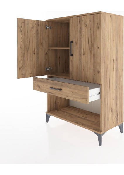 Hyperion Dolap 2 Raflı Tek Çekmeceli 2 Kapaklı 88X44X134 Çam-Çam fırsatları