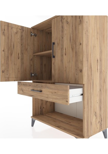 Hyperion Dolap 2 Raflı Tek Çekmeceli 2 Kapaklı 88X44X134 Çam-Çam indirimleri