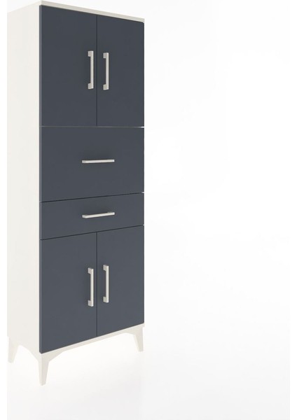 Arges Dolap 3 Raflı 2 Çekmeceli 4 Kapaklı 60X30X163 Aytaşı-Antrasit fiyatları