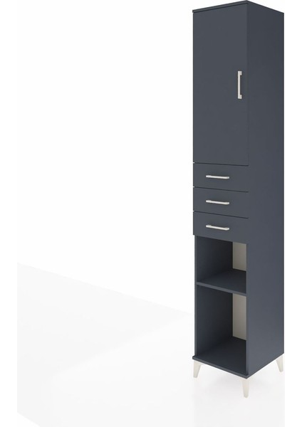 Hyperion Dolap 4 Raflı 3 Çekmeceli Tek Kapaklı 44X44X243 Antrasit-Antrasit modelleri