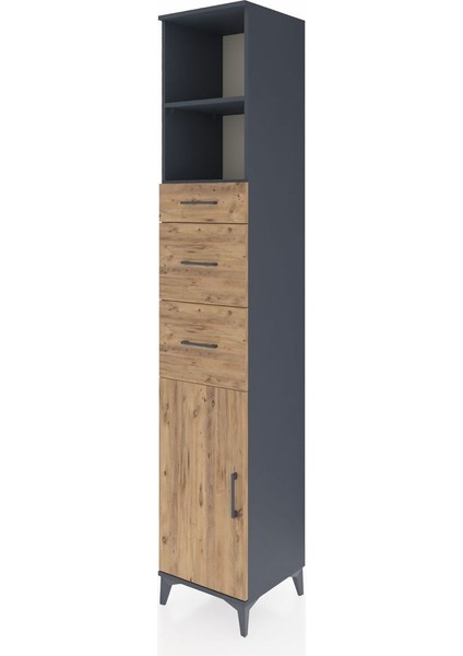 Hyperion Dolap 3 Raflı 3 Çekmeceli Tek Kapaklı 44X44X243 Antrasit-Çam modelleri