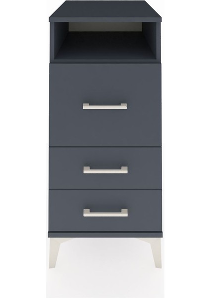 Kronos Komodin Tek Raflı 3 Çekmeceli 44X59X96 Antrasit-Antrasit
