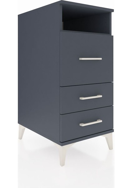 Kronos Komodin Tek Raflı 3 Çekmeceli 44X59X96 Antrasit-Antrasit fiyatları