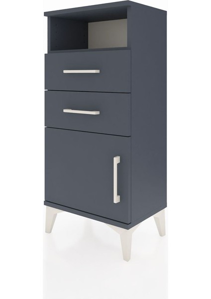 Arges Komodin Tek Raflı 2 Çekmeceli Tek Kapaklı 44X30X96 Antrasit-Antrasit modelleri